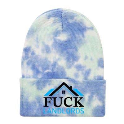 Fuck Landlords Housing Crisis Funny Social Justice Activism Tie Dye 12in Knit Beanie