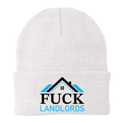 Fuck Landlords Housing Crisis Funny Social Justice Activism Knit Cap Winter Beanie