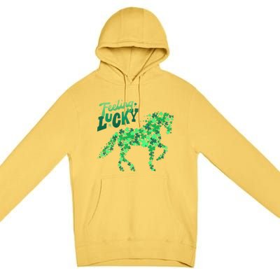 Feeling Lucky Horseback Riding Equestrian For St.PatrickS Day Premium Pullover Hoodie