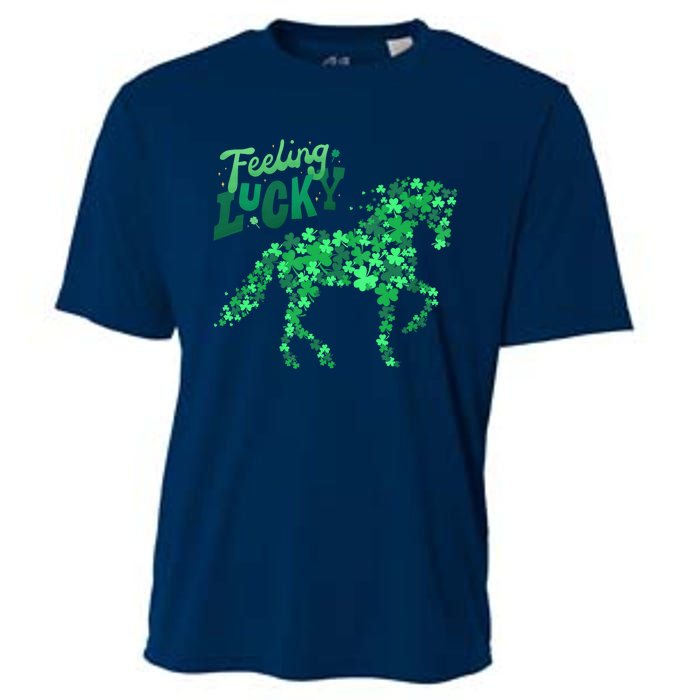 Feeling Lucky Horseback Riding Equestrian For St.PatrickS Day Cooling Performance Crew T-Shirt