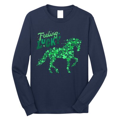 Feeling Lucky Horseback Riding Equestrian For St.PatrickS Day Long Sleeve Shirt