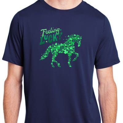 Feeling Lucky Horseback Riding Equestrian For St.PatrickS Day Adult ChromaSoft Performance T-Shirt