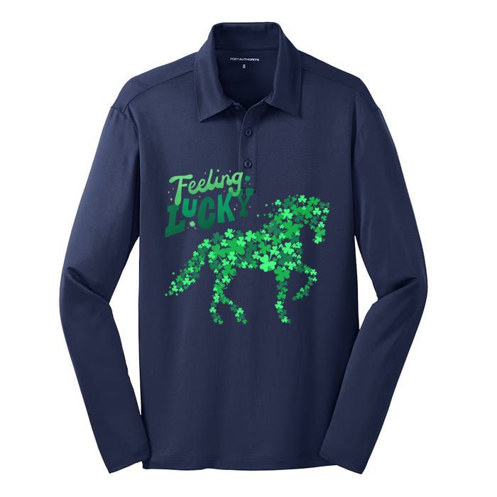 Feeling Lucky Horseback Riding Equestrian For St.PatrickS Day Silk Touch Performance Long Sleeve Polo