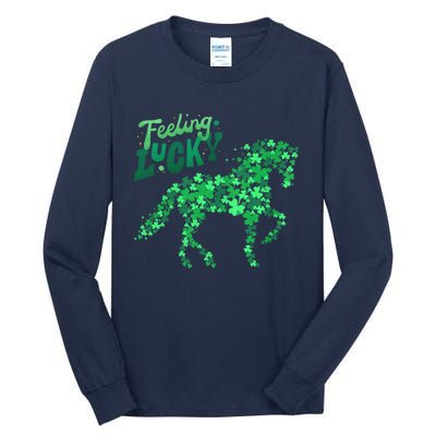 Feeling Lucky Horseback Riding Equestrian For St.PatrickS Day Tall Long Sleeve T-Shirt