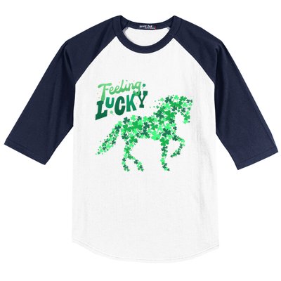 Feeling Lucky Horseback Riding Equestrian For St.PatrickS Day Baseball Sleeve Shirt