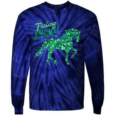 Feeling Lucky Horseback Riding Equestrian For St.PatrickS Day Tie-Dye Long Sleeve Shirt