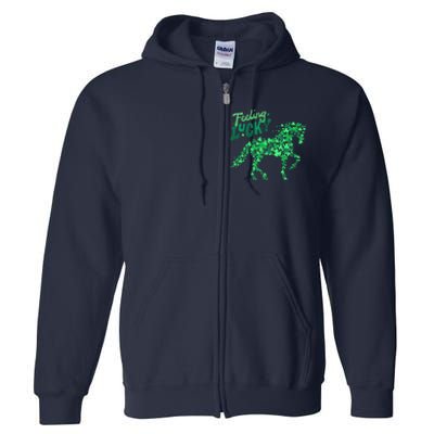 Feeling Lucky Horseback Riding Equestrian For St.PatrickS Day Full Zip Hoodie