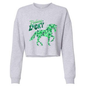 Feeling Lucky Horseback Riding Equestrian For St.PatrickS Day Cropped Pullover Crew