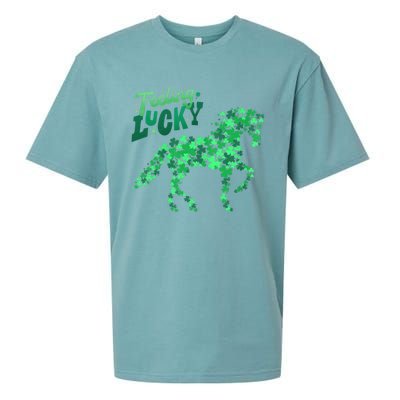 Feeling Lucky Horseback Riding Equestrian For St.PatrickS Day Sueded Cloud Jersey T-Shirt