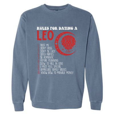 Funny Leo Horoscope Rules For Dating A Leo Zodiac Gift Garment-Dyed Sweatshirt