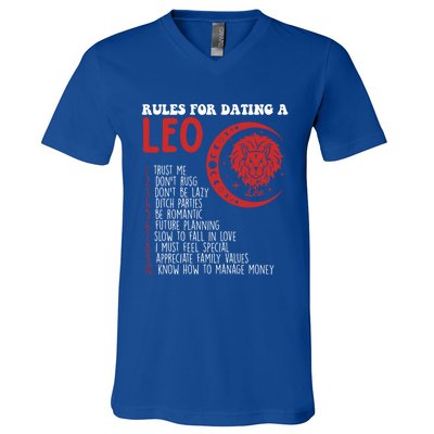 Funny Leo Horoscope Rules For Dating A Leo Zodiac Gift V-Neck T-Shirt