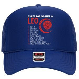 Funny Leo Horoscope Rules For Dating A Leo Zodiac Gift High Crown Mesh Back Trucker Hat