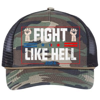 Fight Like Hell Trump 2024 Retro Rope Trucker Hat Cap