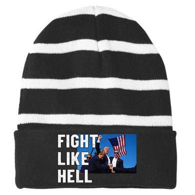 Fight Like Hell Trump 2024 Striped Beanie with Solid Band