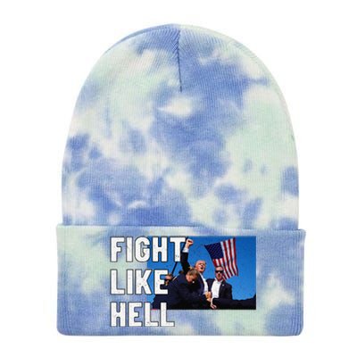 Fight Like Hell Trump 2024 Tie Dye 12in Knit Beanie