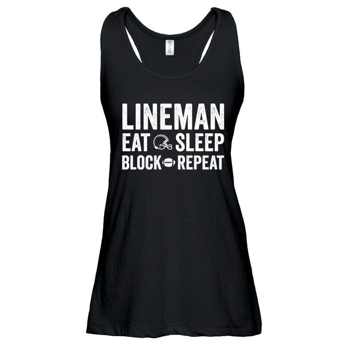 Football Lineman Hoodie Eat Sleep Block Repeat Ladies Essential Flowy Tank