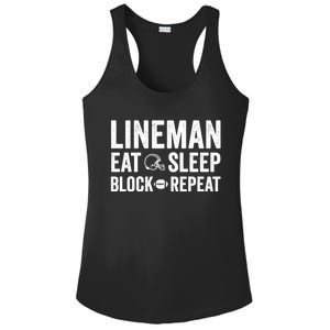 Football Lineman Hoodie Eat Sleep Block Repeat Ladies PosiCharge Competitor Racerback Tank