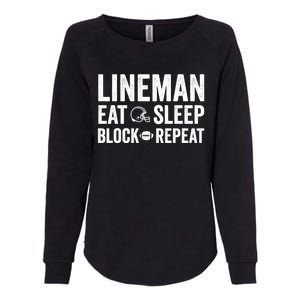 Football Lineman Hoodie Eat Sleep Block Repeat Womens California Wash Sweatshirt