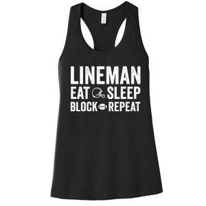 Football Lineman Hoodie Eat Sleep Block Repeat Women's Racerback Tank