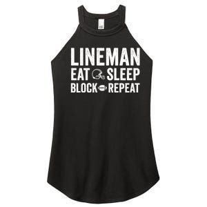 Football Lineman Hoodie Eat Sleep Block Repeat Women's Perfect Tri Rocker Tank