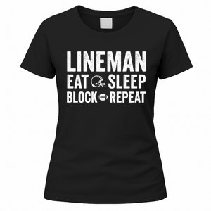 Football Lineman Hoodie Eat Sleep Block Repeat Women's T-Shirt