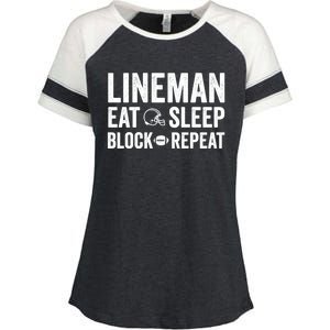 Football Lineman Hoodie Eat Sleep Block Repeat Enza Ladies Jersey Colorblock Tee