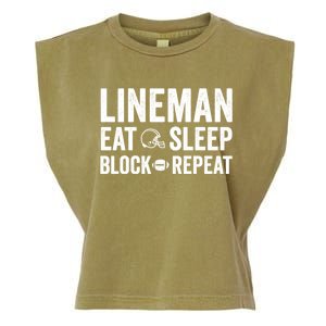 Football Lineman Hoodie Eat Sleep Block Repeat Garment-Dyed Women's Muscle Tee