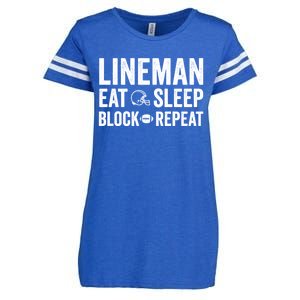 Football Lineman Hoodie Eat Sleep Block Repeat Enza Ladies Jersey Football T-Shirt