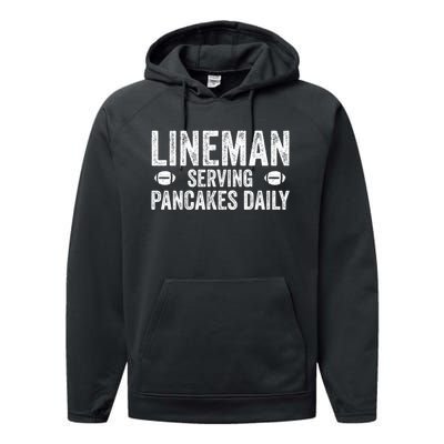 Football Lineman Hoodie Serving Pancakes Daily Performance Fleece Hoodie