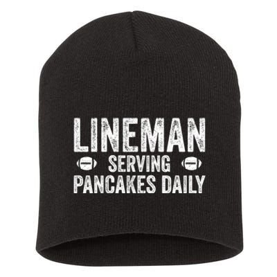 Football Lineman Hoodie Serving Pancakes Daily Short Acrylic Beanie