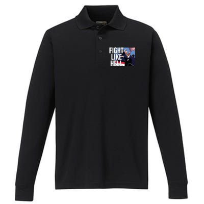 Fight Like Hell Trump 2024 Performance Long Sleeve Polo