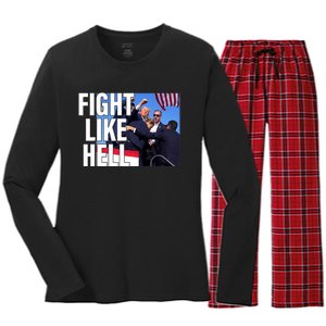 Fight Like Hell Trump 2024 Women's Long Sleeve Flannel Pajama Set 