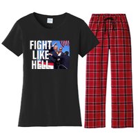 Fight Like Hell Trump 2024 Women's Flannel Pajama Set