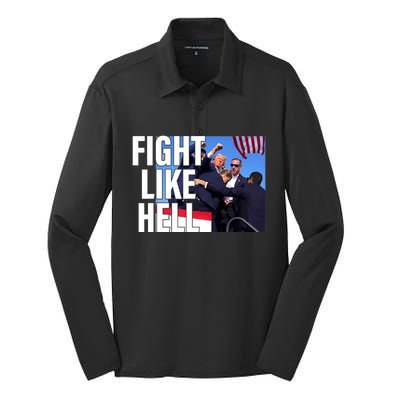 Fight Like Hell Trump 2024 Silk Touch Performance Long Sleeve Polo