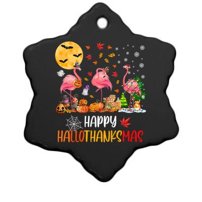 Flamingo Lover Happy Hallothanksmas Meaningful Gift Ceramic Star Ornament