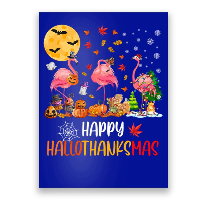 Flamingo Lover Happy Hallothanksmas Meaningful Gift Poster