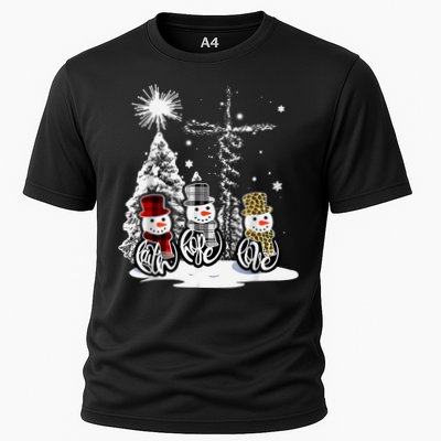 Faith Love Hope Cross Winter Snowman Performance Shirt