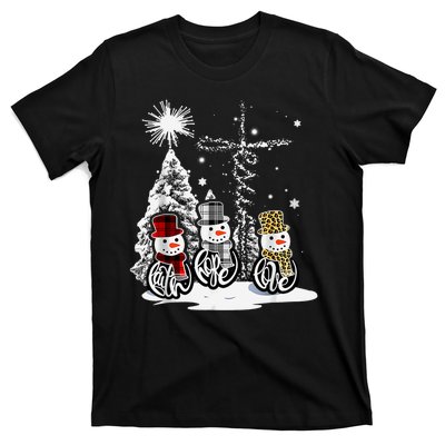 Faith Love Hope Cross Winter Snowman T-Shirt