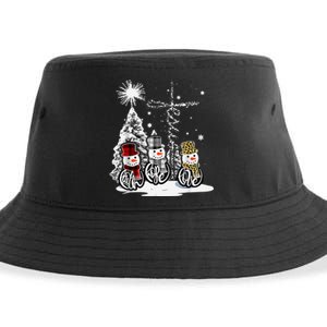 Faith Love Hope Cross Winter Snowman Sustainable Bucket Hat