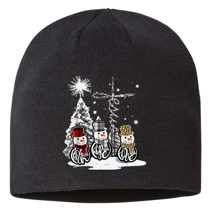 Faith Love Hope Cross Winter Snowman Sustainable Beanie