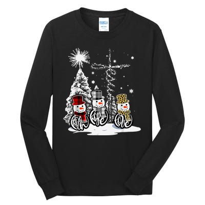 Faith Love Hope Cross Winter Snowman Tall Long Sleeve T-Shirt