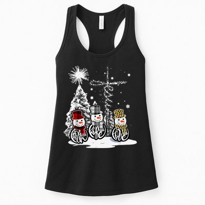 Faith Love Hope Cross Winter Snowman Womens Tank Top