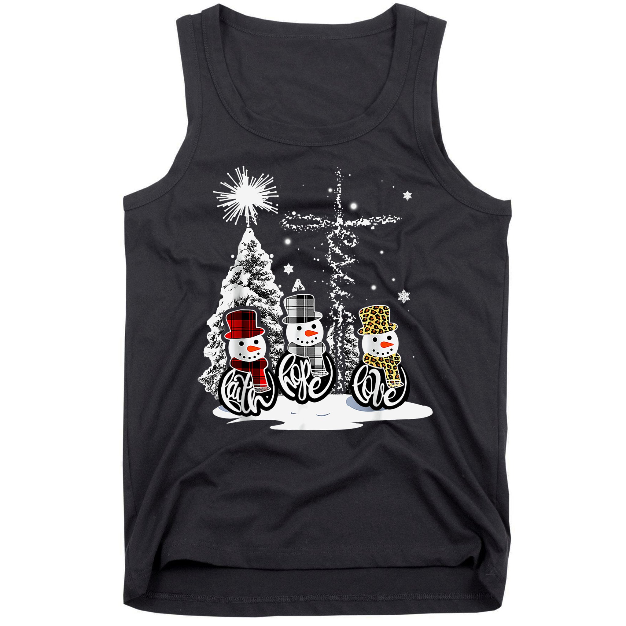 Faith Love Hope Cross Winter Snowman Tank Top
