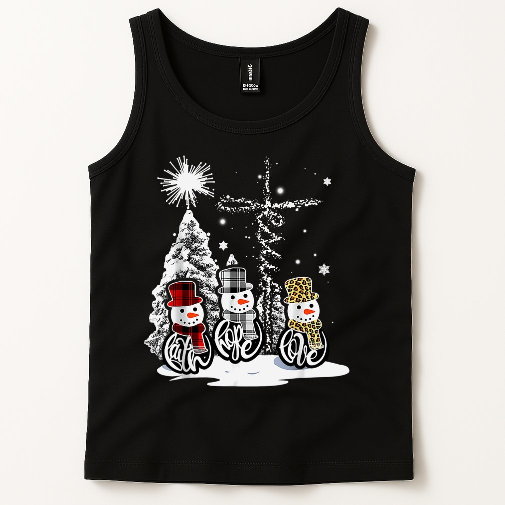 Faith Love Hope Cross Winter Snowman Tank Top