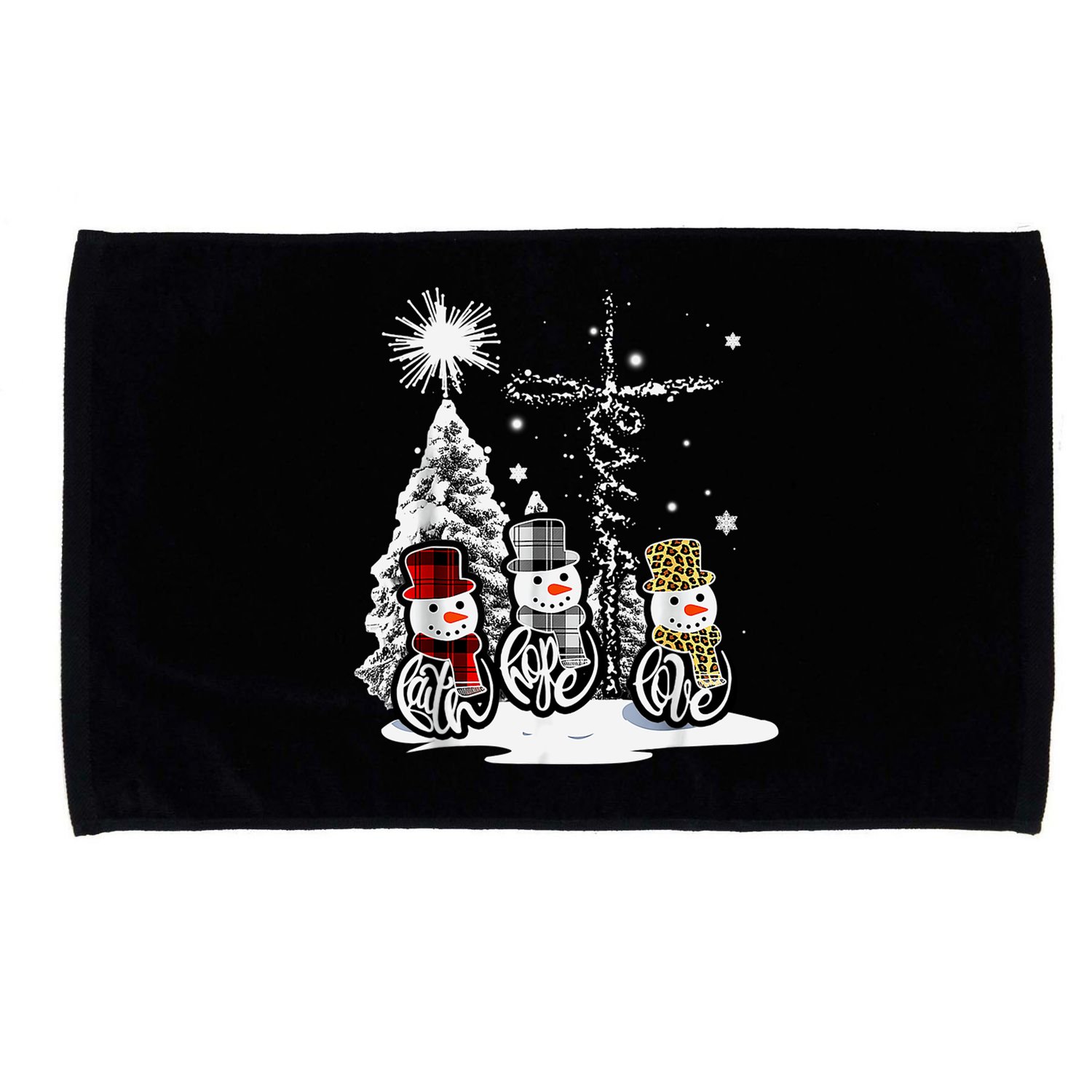 Faith Love Hope Cross Winter Snowman Microfiber Hand Towel