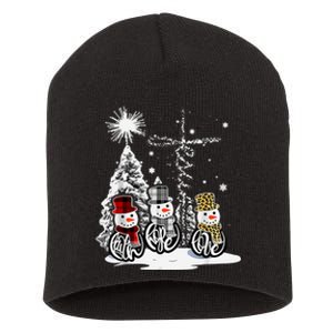 Faith Love Hope Cross Winter Snowman Short Acrylic Beanie