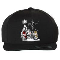 Faith Love Hope Cross Winter Snowman Wool Snapback Cap