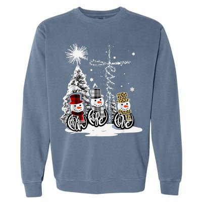 Faith Love Hope Cross Winter Snowman Garment-Dyed Sweatshirt