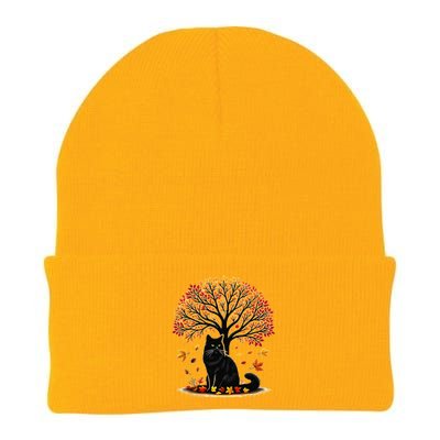 Fall Leaves Hello Autumn Cat Tree Thanksgiving Knit Cap Winter Beanie