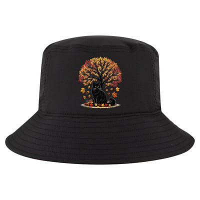 Fall Leaves Hello Autumn Cat Tree Thanksgiving Cool Comfort Performance Bucket Hat